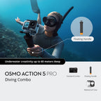 Osmo Action 5 Pro Diving Combo overview with the included accessories
