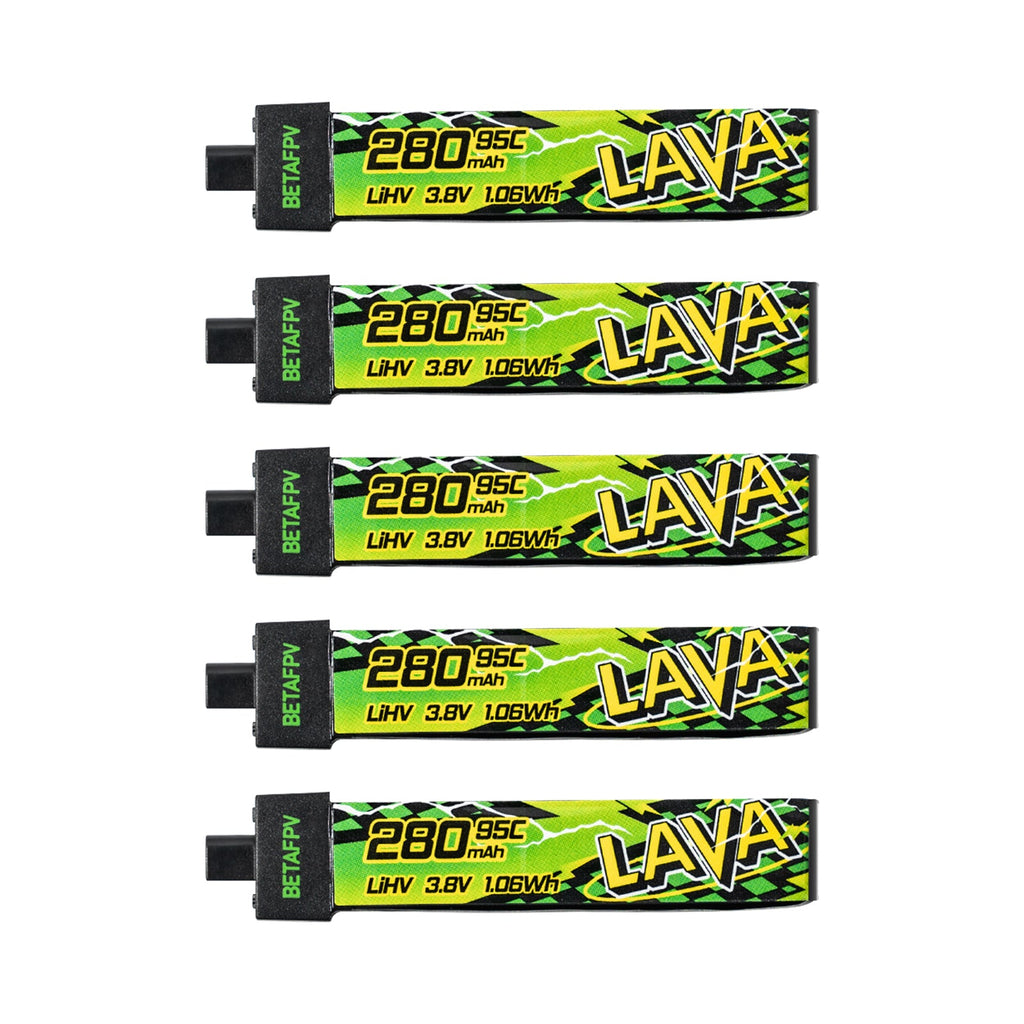 BETAFPV LAVA II 1S 280mAh LiPo batteries top view