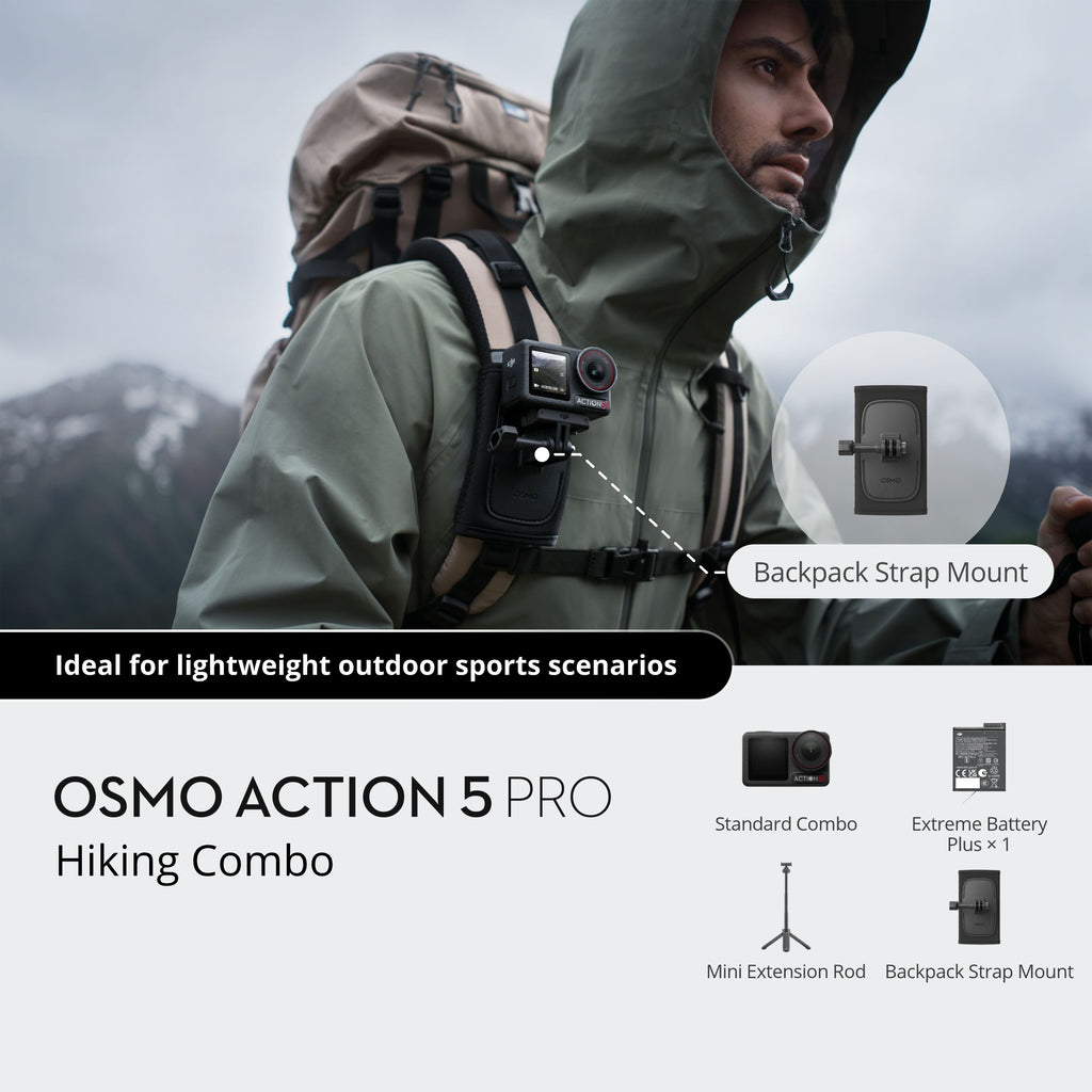 Osmo Action 5 Pro Hiking Combo overview with the included accessories